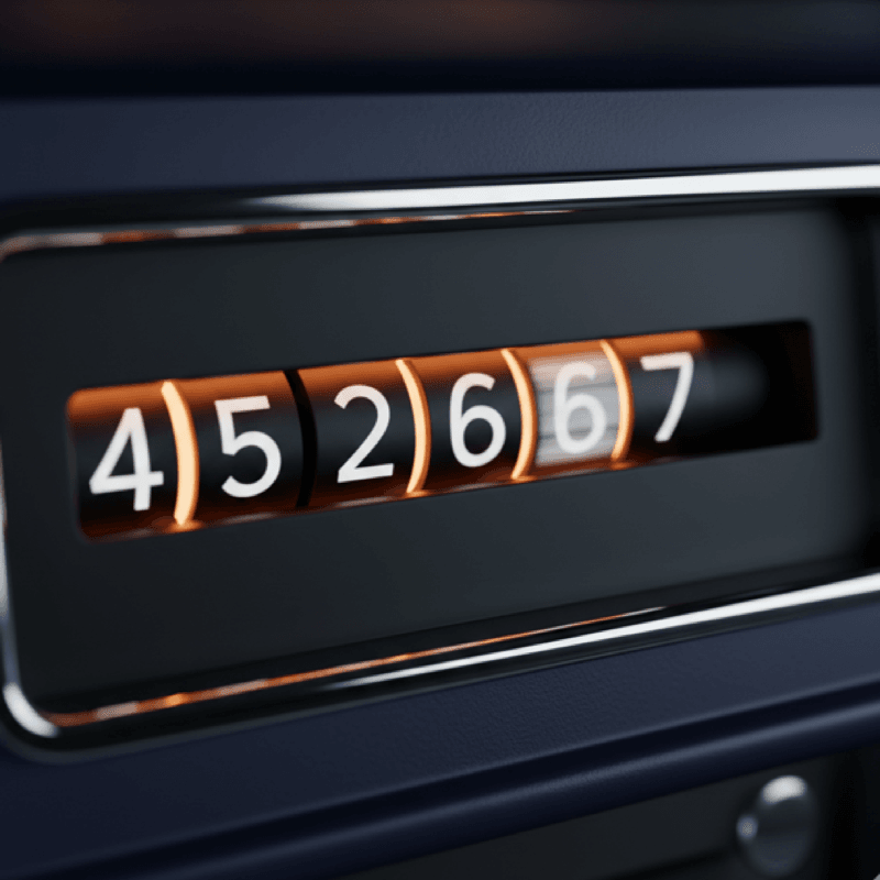 Analog odometer dial with automatic sync icon - 3D render Automatic odometer