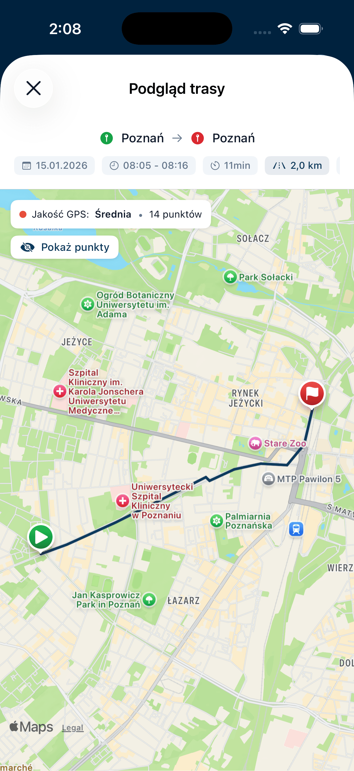 GPS route map